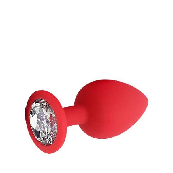 Plug Anal Em Silicone Cir Rgico Na Cor Vermelha Joia Tamanho M