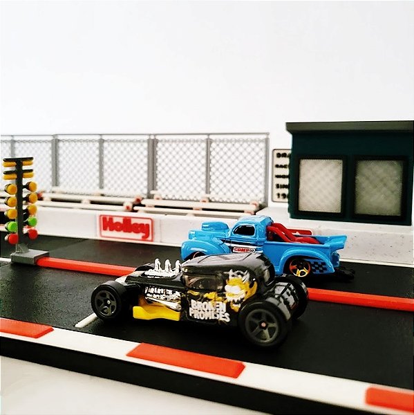 Diorama Hot Wheels Pista de Arrancada para Miniaturas 1 64 MetArt Studio Decoração Geek e