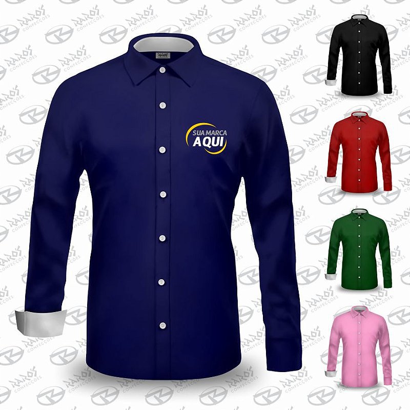 Camisa Social Manga Longa Várias Cores Uniforme Personalizado