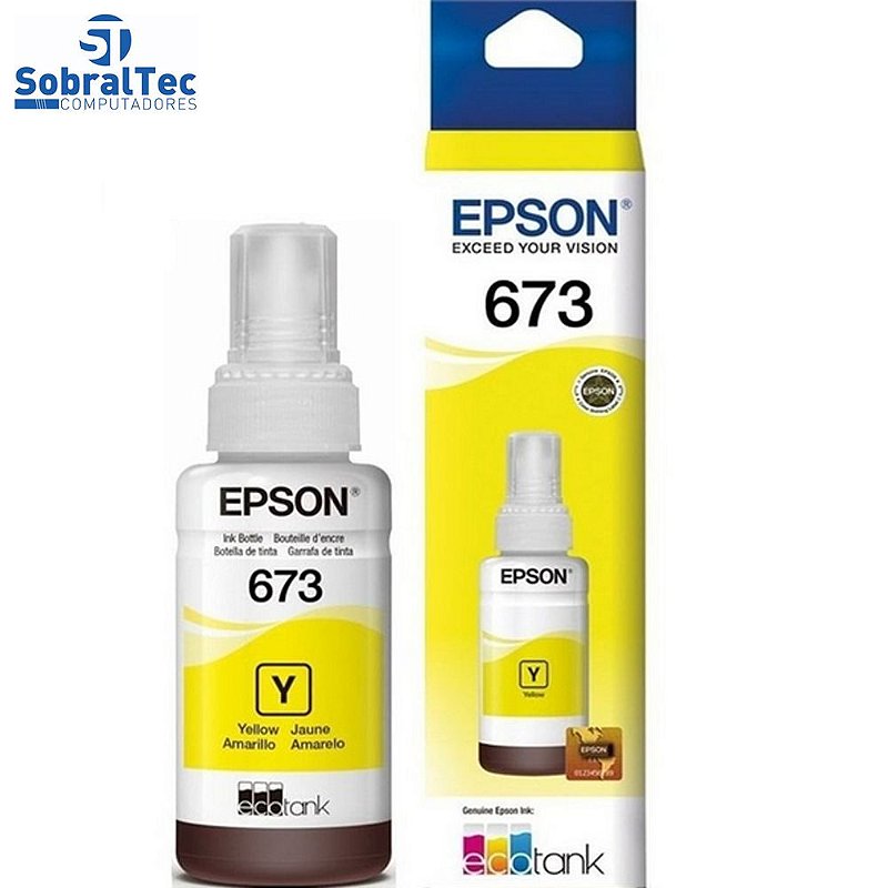 Refil De Tinta Epson 673 Amarelo 5 400 Paginas T673420 AL SobralTech