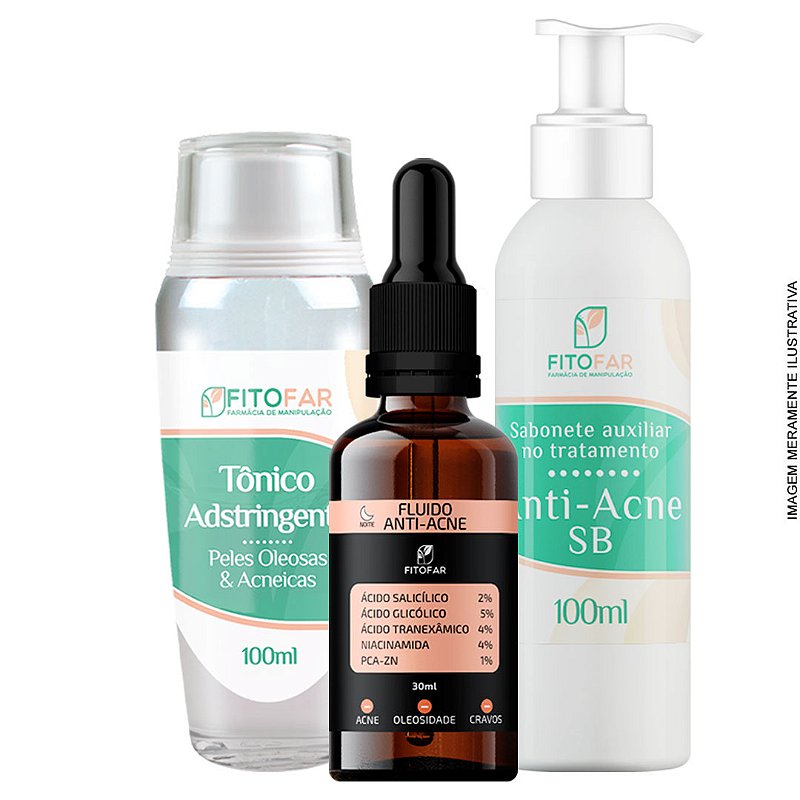 Kit Anti Acne Sabonete Anti Acne Sb T Nico Adstringente Fluido