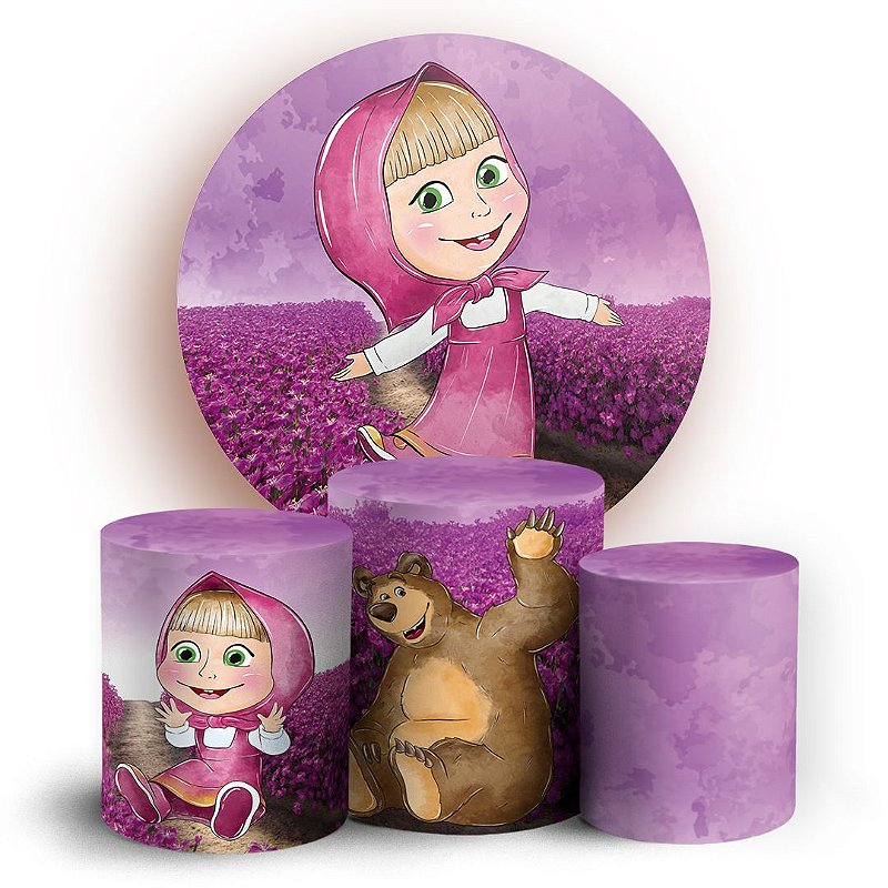 KIT Redondo e Trio Marsha e o Urso Sublimado 3D Sublitex painéis