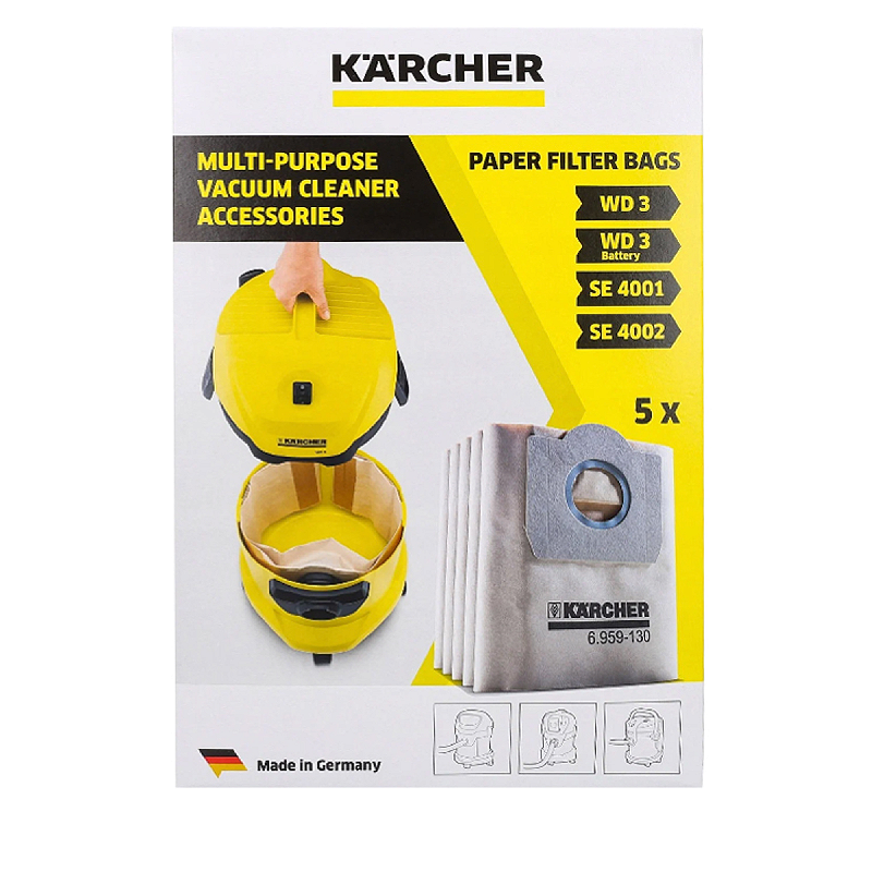 Kit 5 Filtros De Papel Extratora Aspirador Karcher SE 4001 SE 4002 WD3