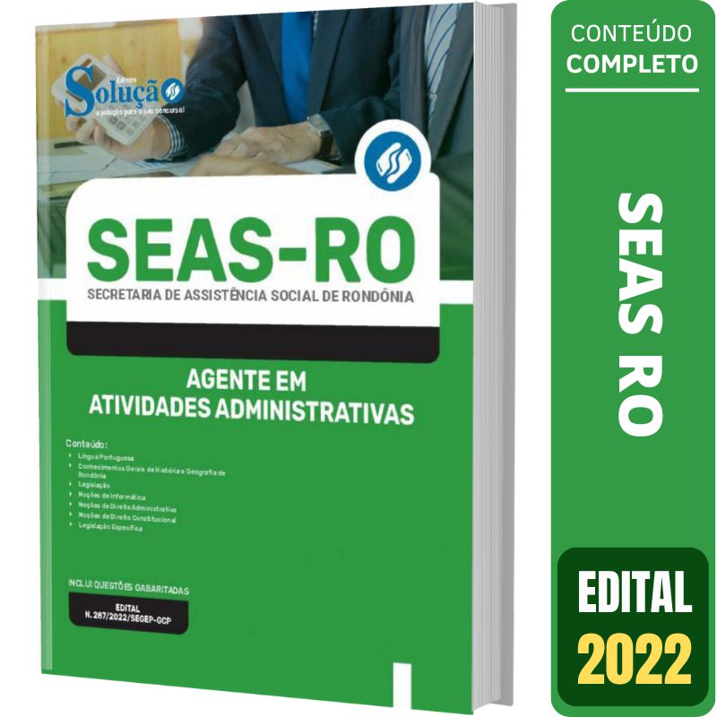 Apostila SEAS RO Agente Atividades Administrativas Solução Cursos e