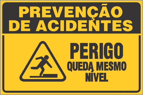 Placa De Preven O De Acidente Perigo Queda Mesmo N Vel Trik