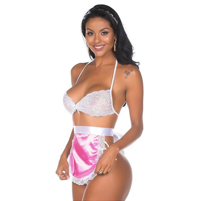 Fantasia Mini Baba Ii Avental Tamanho Unico Lingerie Pimenta Sexy