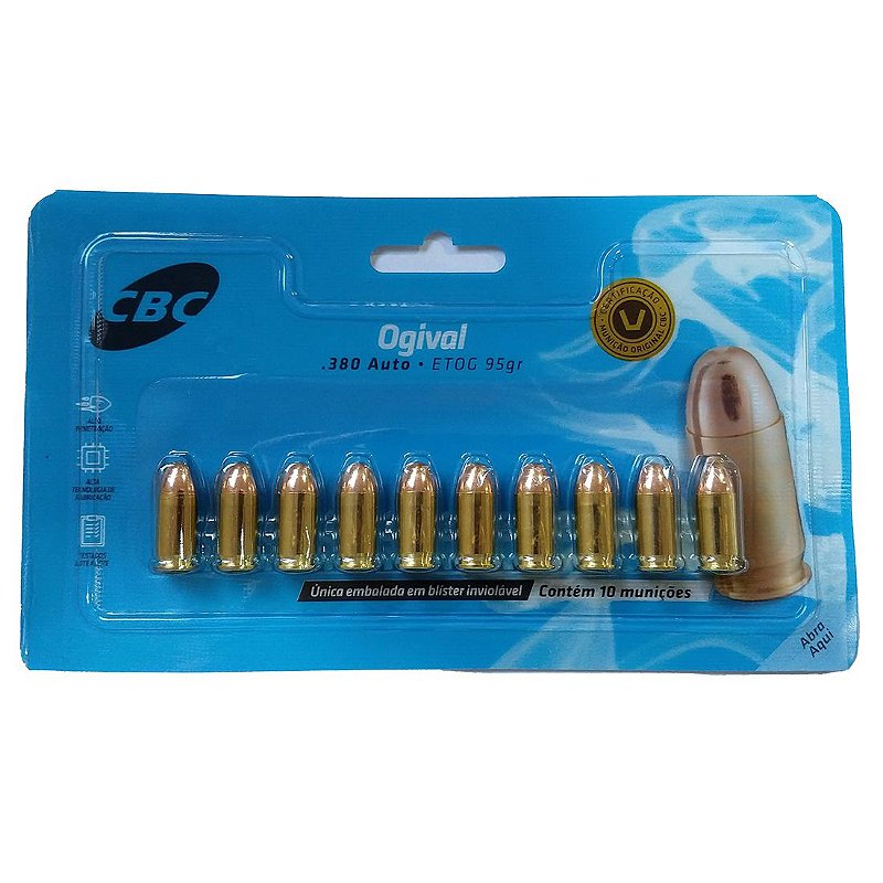 Munição CBC 380Auto ETOG 95gr Blister 10 AWG Armas e Munições