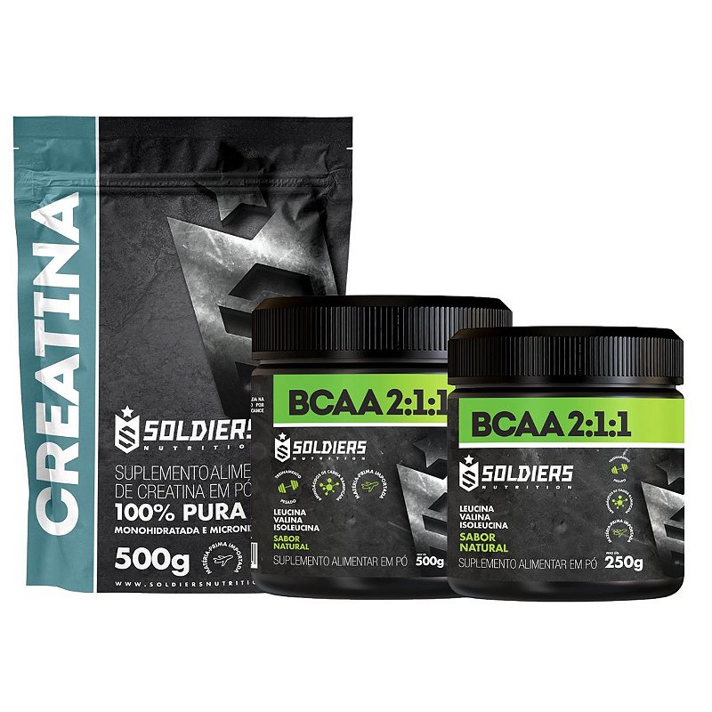 Kit BCAA Em Pó 750g Creatina Monohidratada 1kg 100 Puro Importado