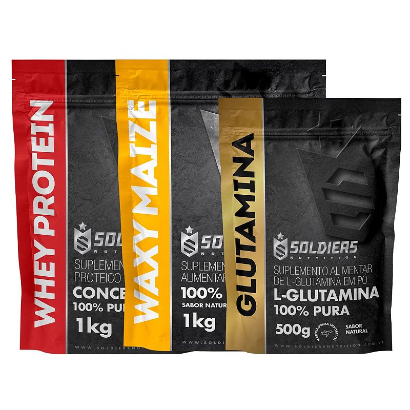 Kit Whey Protein Concentrado Kg Glutamina G Waxy Maize Kg