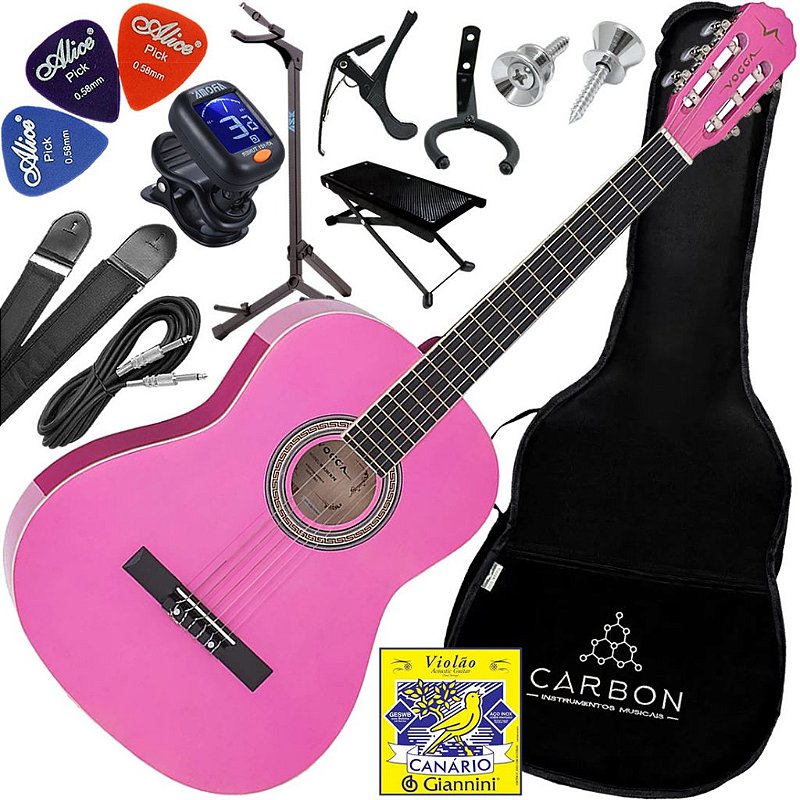 Kit Violão Acústico Vogga VCA205N PK Nylon Rosa Vx06 10 OFF na