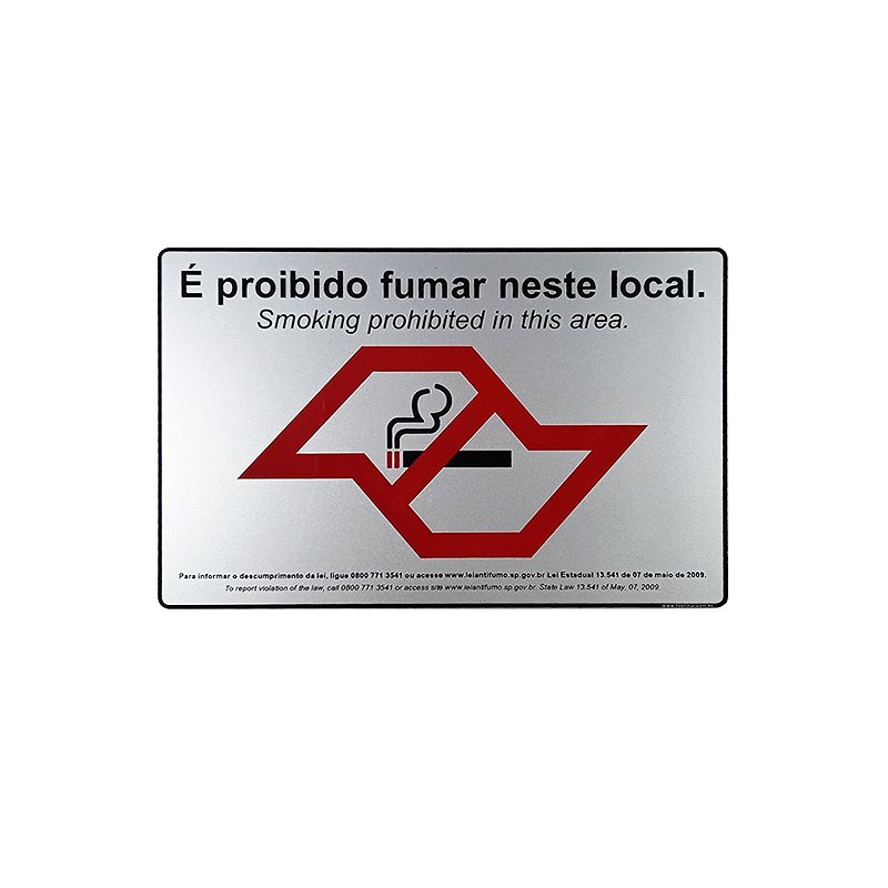 Placa Proibido Fumar Neste Local SP 15x23 Acrílico Ultra Fitas