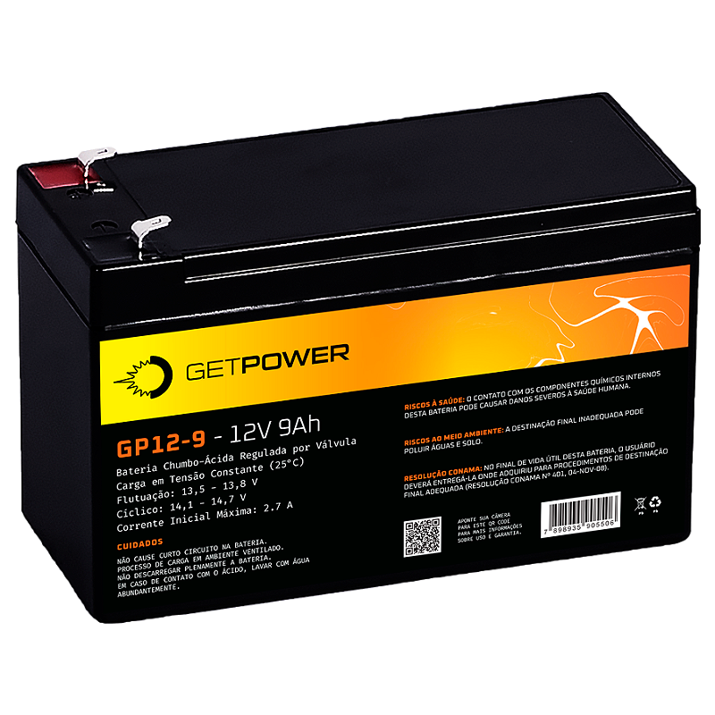 BATERIA SELADA 12V 9ah GETPOWER VRLA AGM BRASPOWER