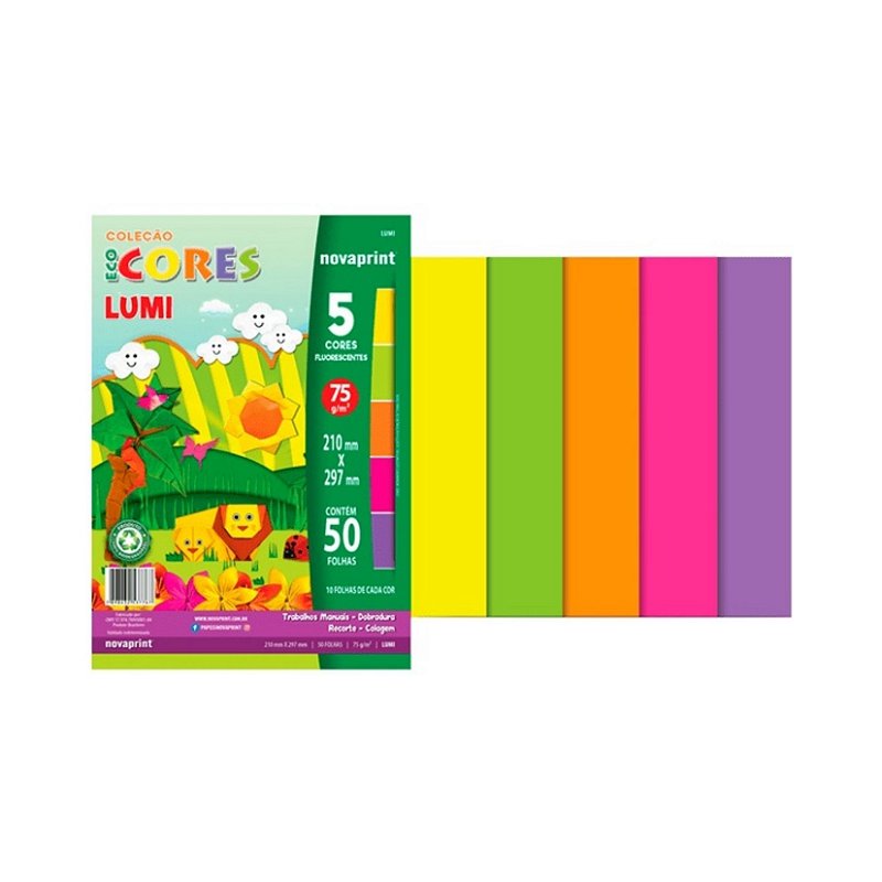 BLOCO NOVA PRINT LUMI 5 CORES 75G 50 FOLHAS Annapapelaria Br