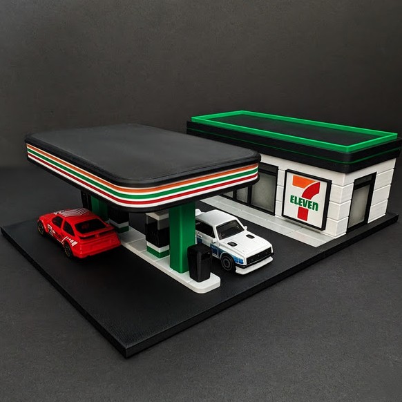 Diorama Hot Wheels Posto De Gasolina Eleven Colecion Vel Metart Studio Decora O Geek E