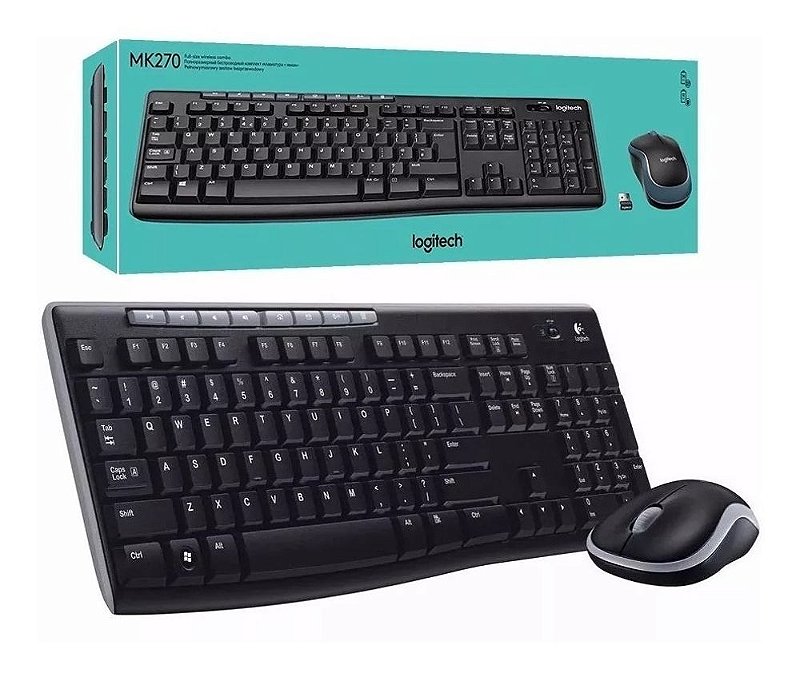 Kit Teclado e Mouse Wireless Óptico Led 1000 Dpis Mk270 920-004433 Logitech