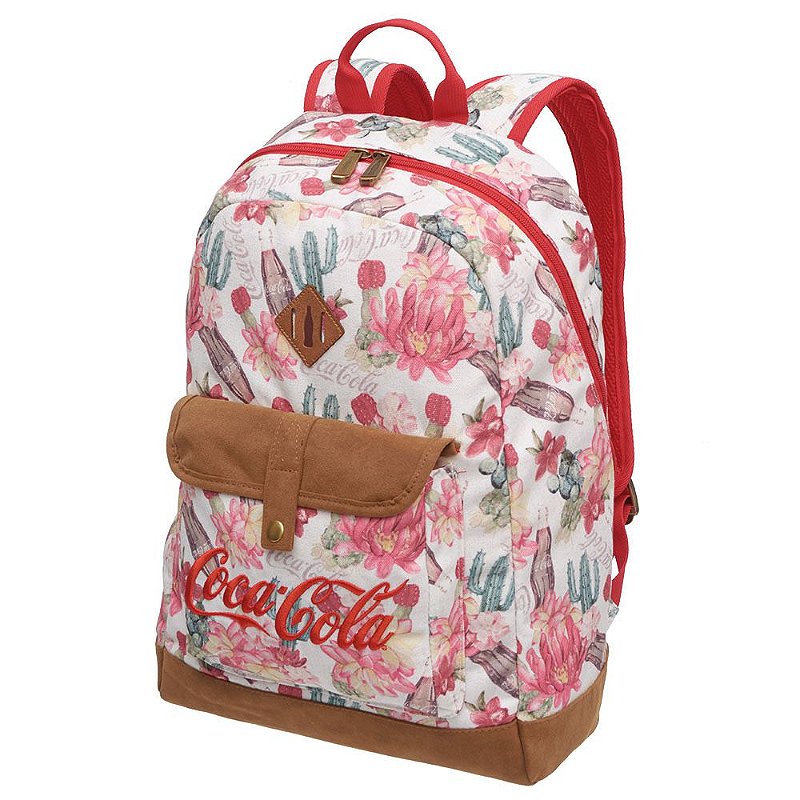 Mochila Feminina Notebook Adulto Juvenil Coca Cola Desert Floral