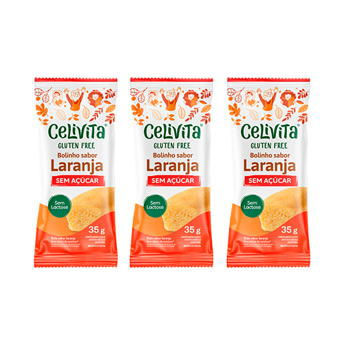 Display de Bolinhos de Laranja Zero Açúcar 35G Celivita Gluten Free