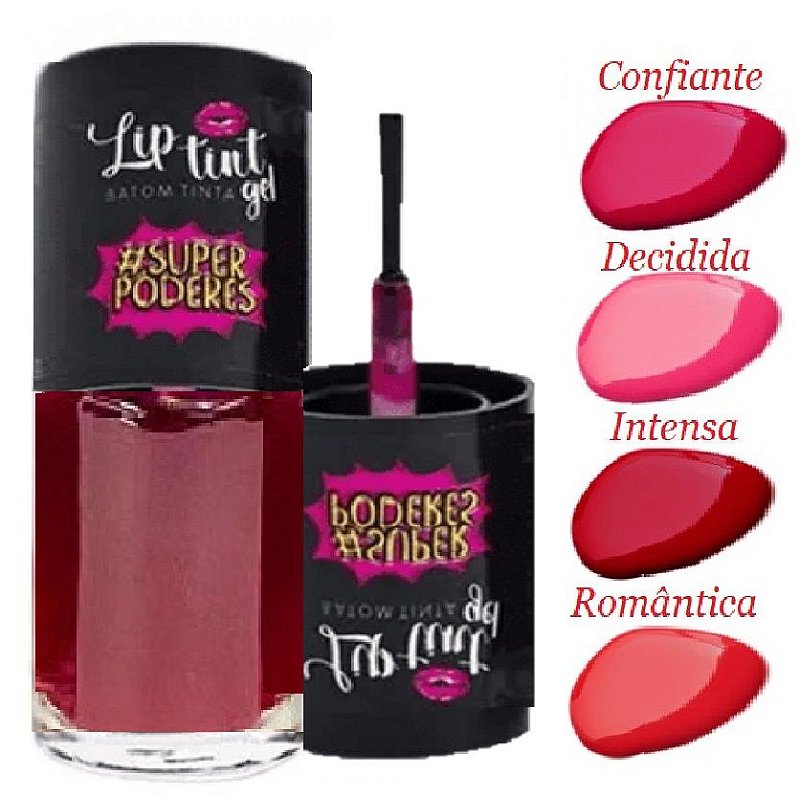 LIP TINT GEL BATOM TINTA ATACADO SUPER PODERES KIT C 04 UNID