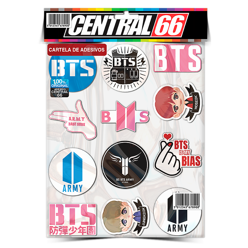 Cartela Individuals Musica BTS M1 P1 Adesivos Stickers Central 66