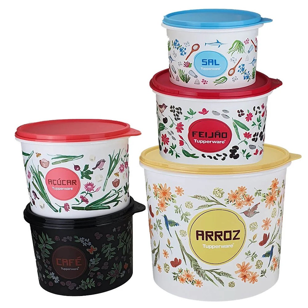 【美品】Tupperware倉庫処分第5弾②詰め合わせ[おまけ付] Kit Tupperware Caixa Mantimentos 5 peças Varias Cores - Comprar