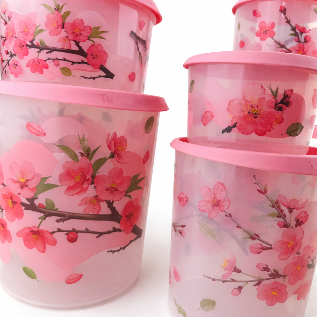 Kit Tupperware Instantânea Mágica Flor de Cerejeira Rosa 6 peças