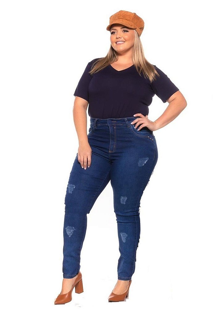 Calça Jeans Feminina Plus Size Cintura Alta - Naromi Calças Femininas  Compre Online
