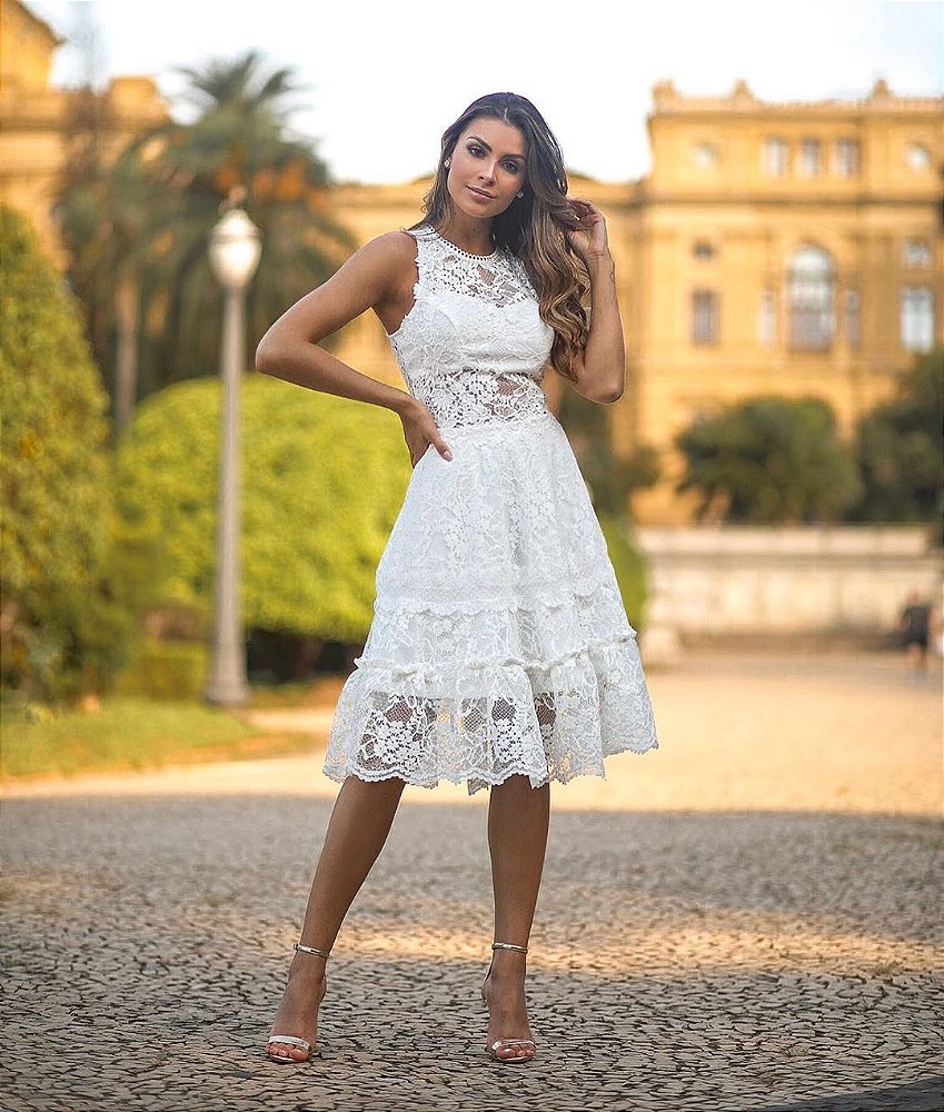 vestido midi noiva civil