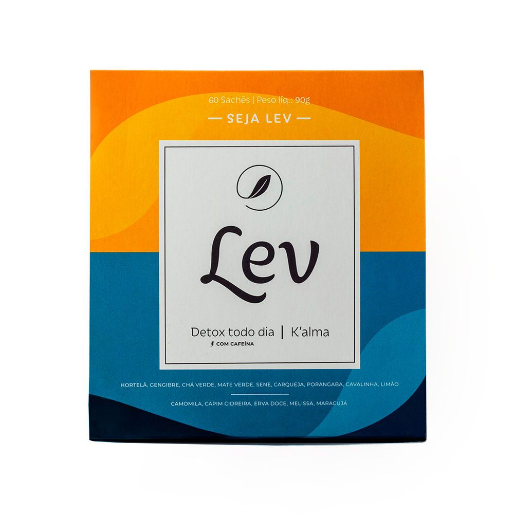 Chá LEV Detox com cafeína + K'alma - Seja Lev - Chás Funcionais - Detox,  diurético, digestivo e calmante.