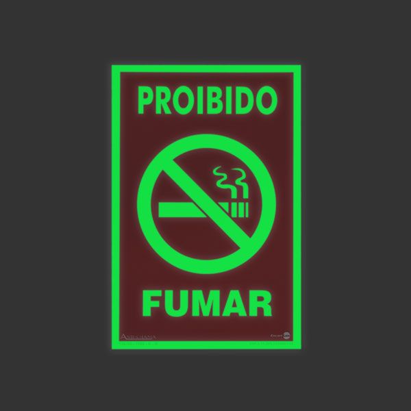 Placa Fotoluminescente Proibido Fumar 20 X 30 Cm Loja Viária Produtos Para Sinalização Viária 