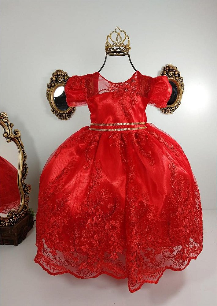 vestido de princesa infantil vermelho