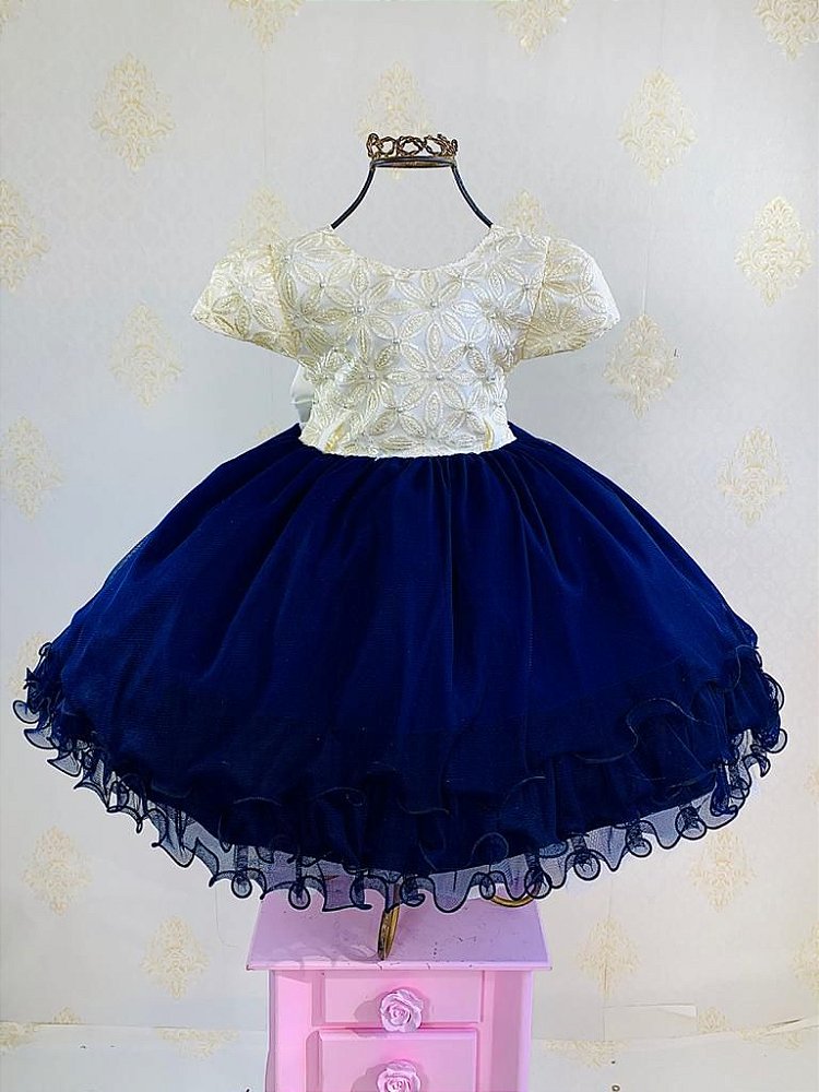 vestido infantil azul royal