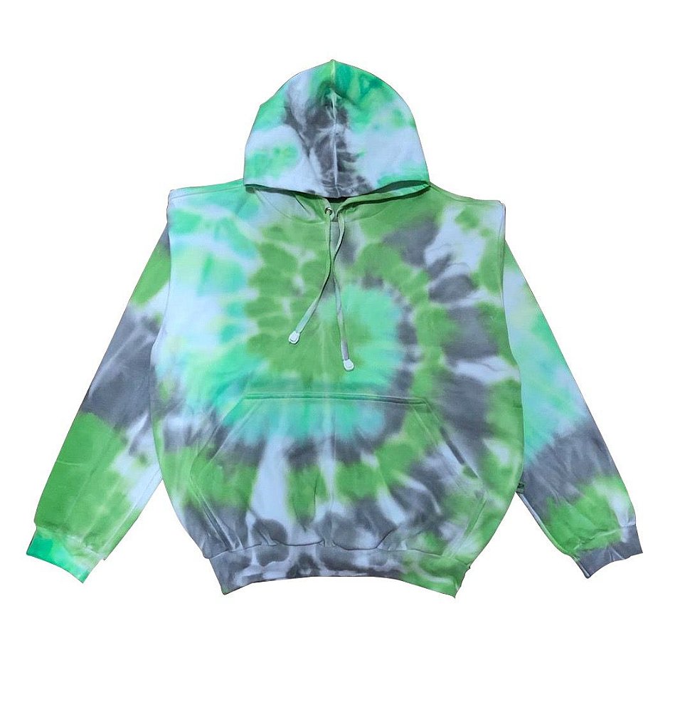 black and green tie dye moletom com capuz