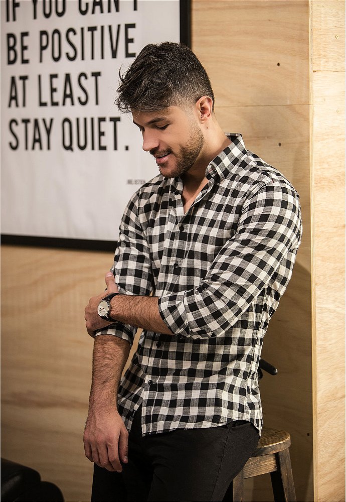 Camisa Xadrez Preto e Branco Vidic VIDIC▸® Loja Online