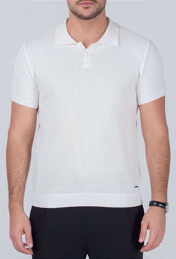 トップス tdk_void polo Polo Tricot Texture Branca Vidic - VIDIC▸® | Loja Online