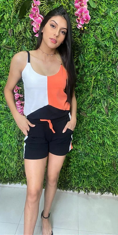 conjunto short e blusa canelado