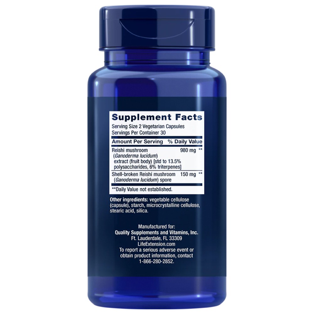 Reishi Extract Mushroom Complex 60 Cápsulas Life Extension BH Suplementos