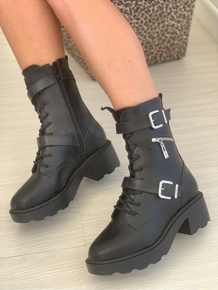 Bota Vizzano Coturno Salto Alto Preto