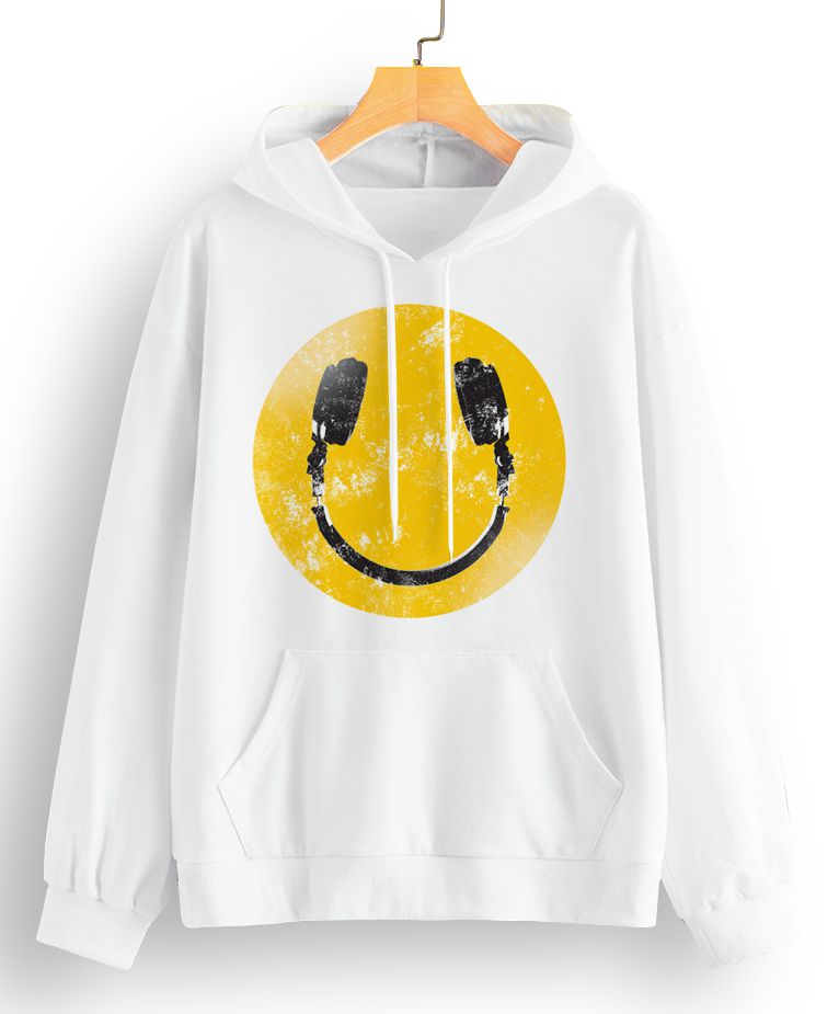 white smiley face moletom com capuz