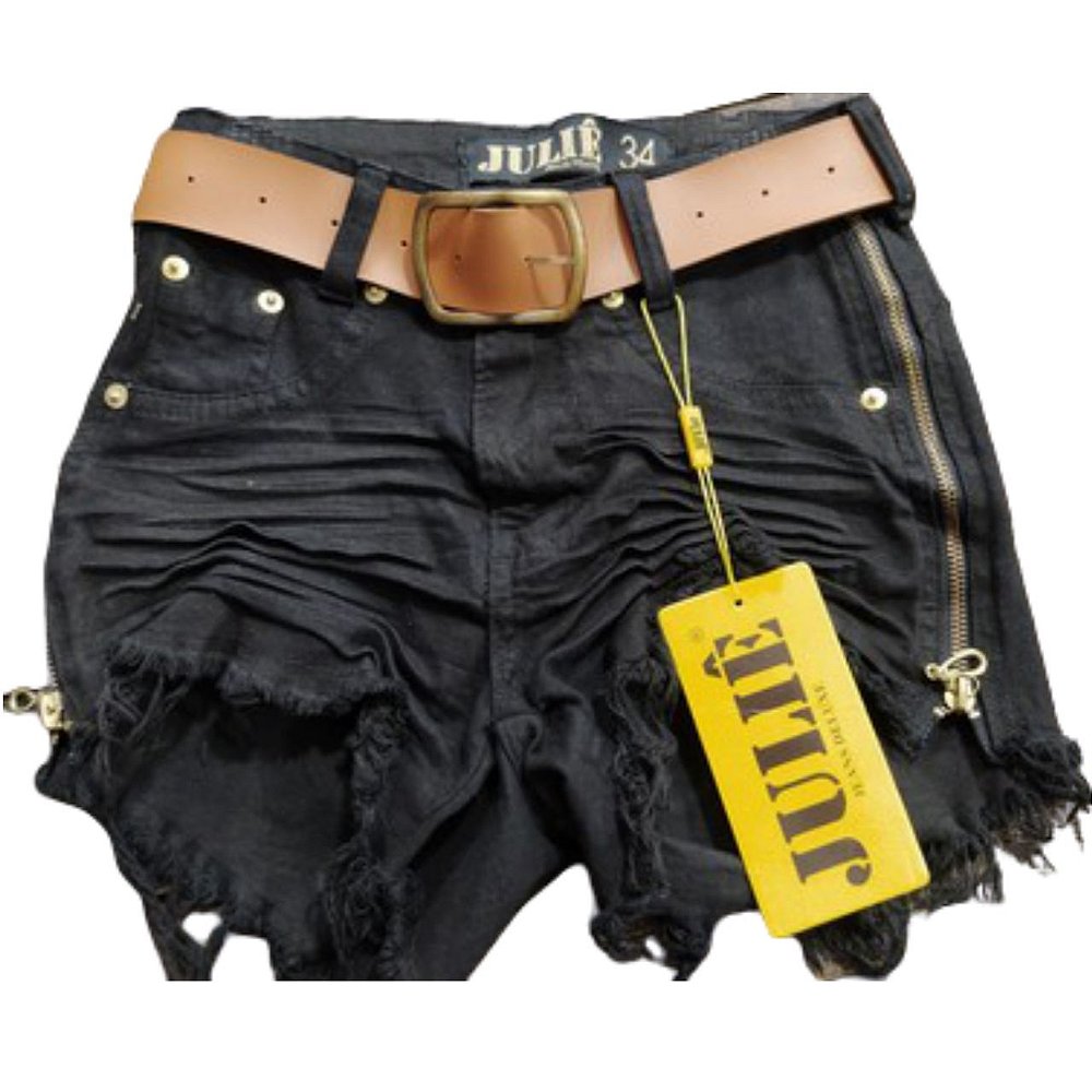 short preto jeans cintura alta
