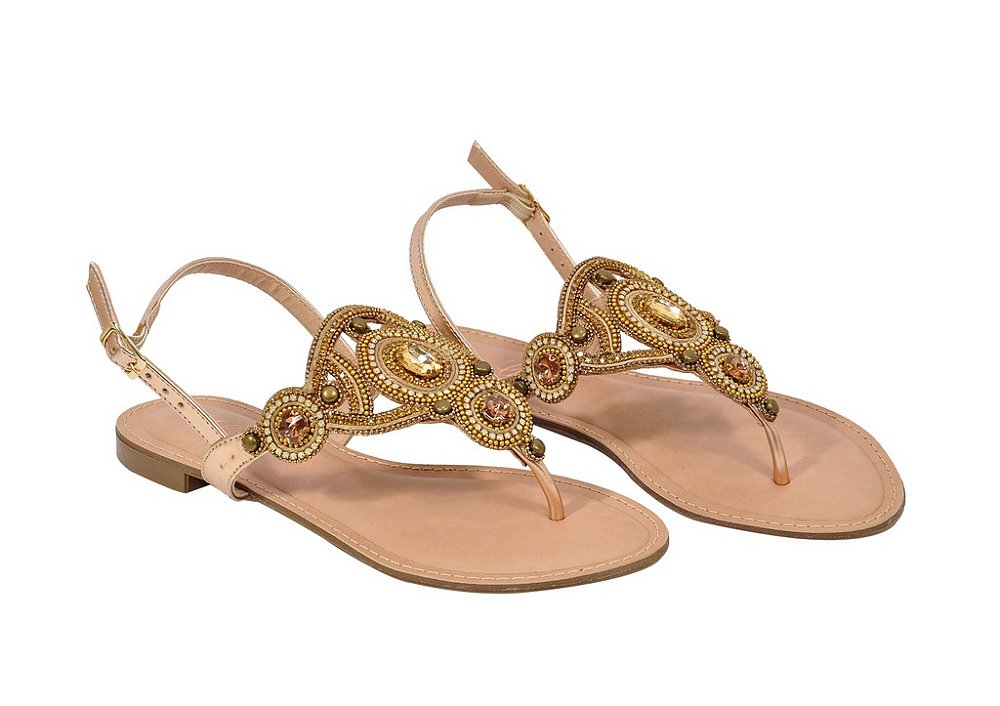 sandalia rasteira de dedo com strass