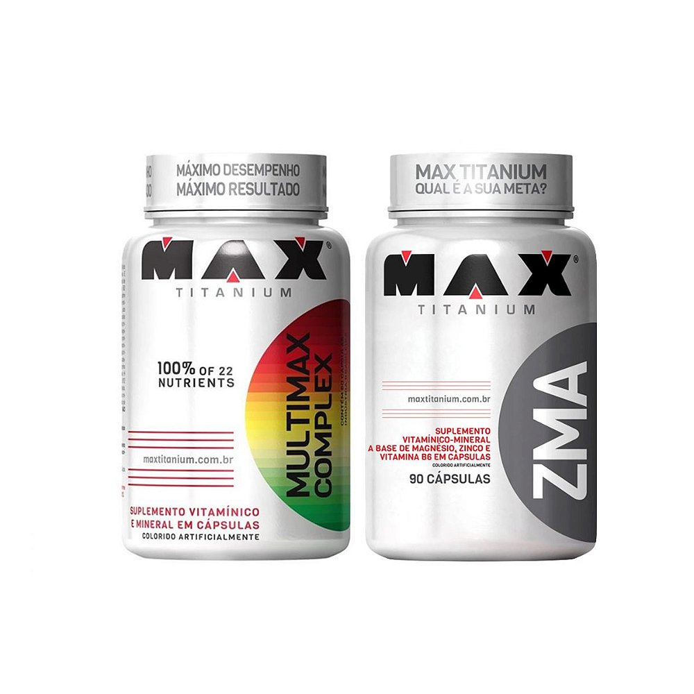 Combo Multimax Complex 90Caps + ZMA 90Caps - Max Titanium - Suplementos Alimentares, Whey Protein, Creatina, BCAA | Home Muscle