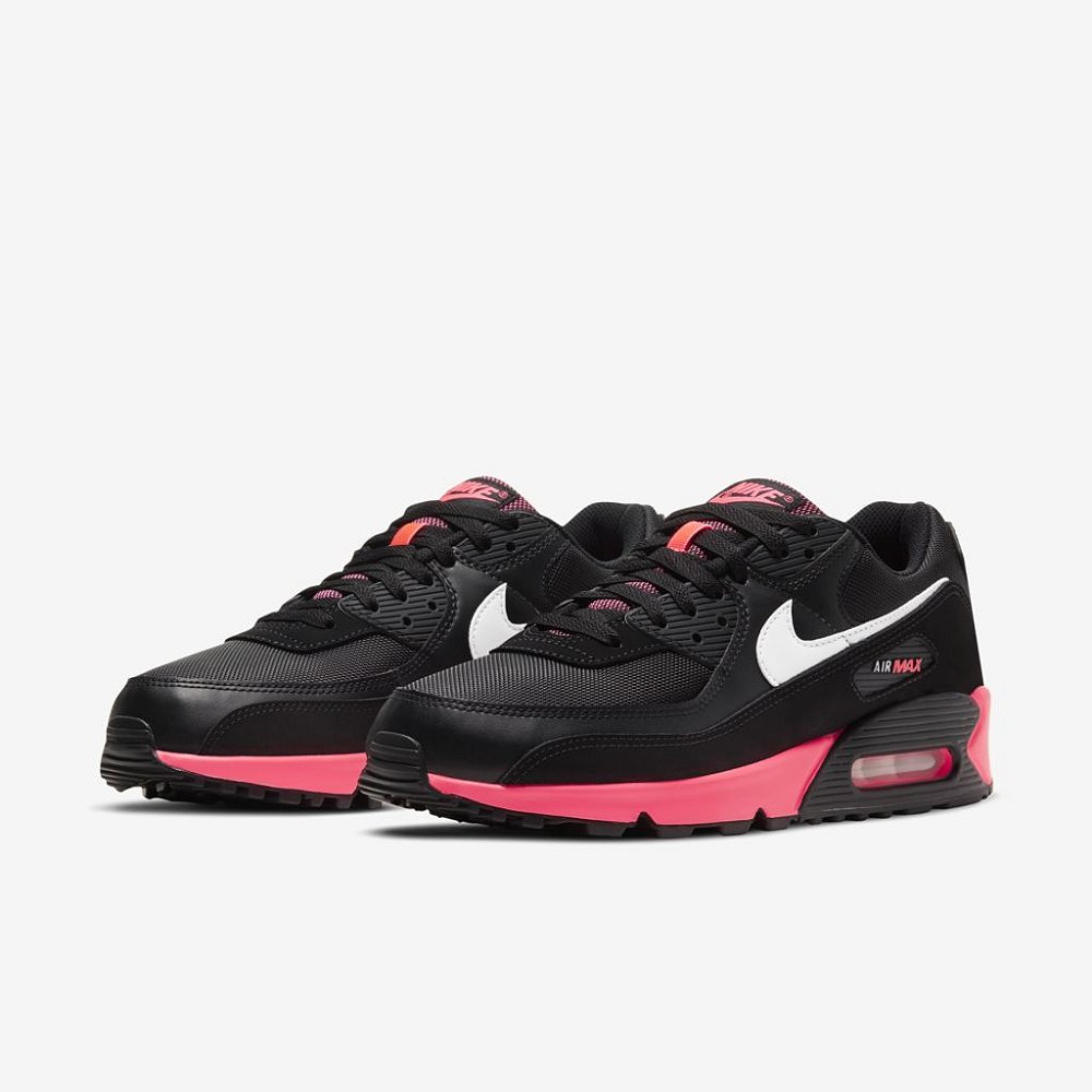 nike air max 90 trainers in grey black and pink