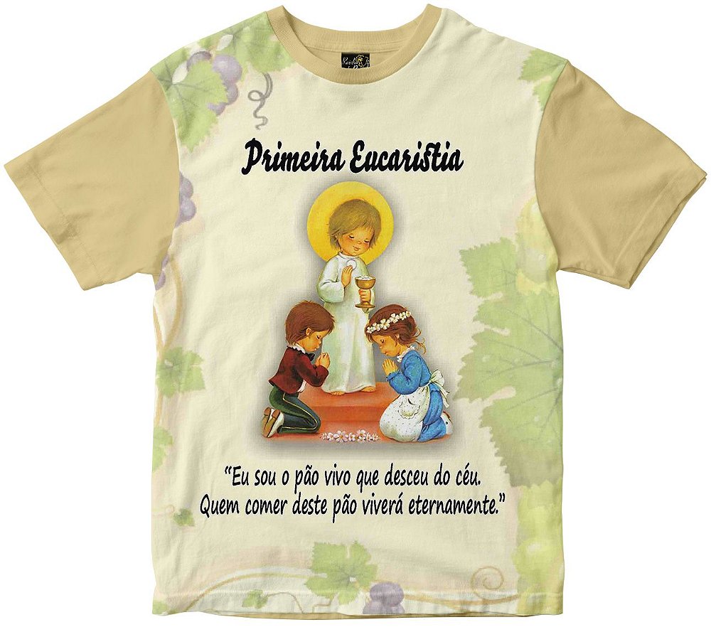 Camiseta Primeira Eucaristia Rainha do Brasil - Rainha do Brasil Camisetas  Religiosas