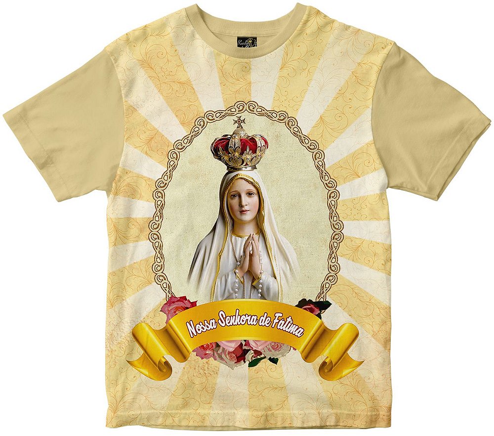 Camiseta Nossa Senhora de Fátima Rainha do Brasil - Rainha do Brasil  Camisetas Religiosas