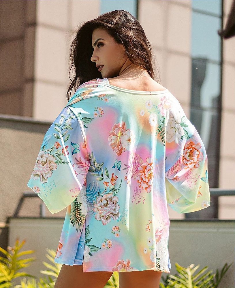 kimono florido feminino