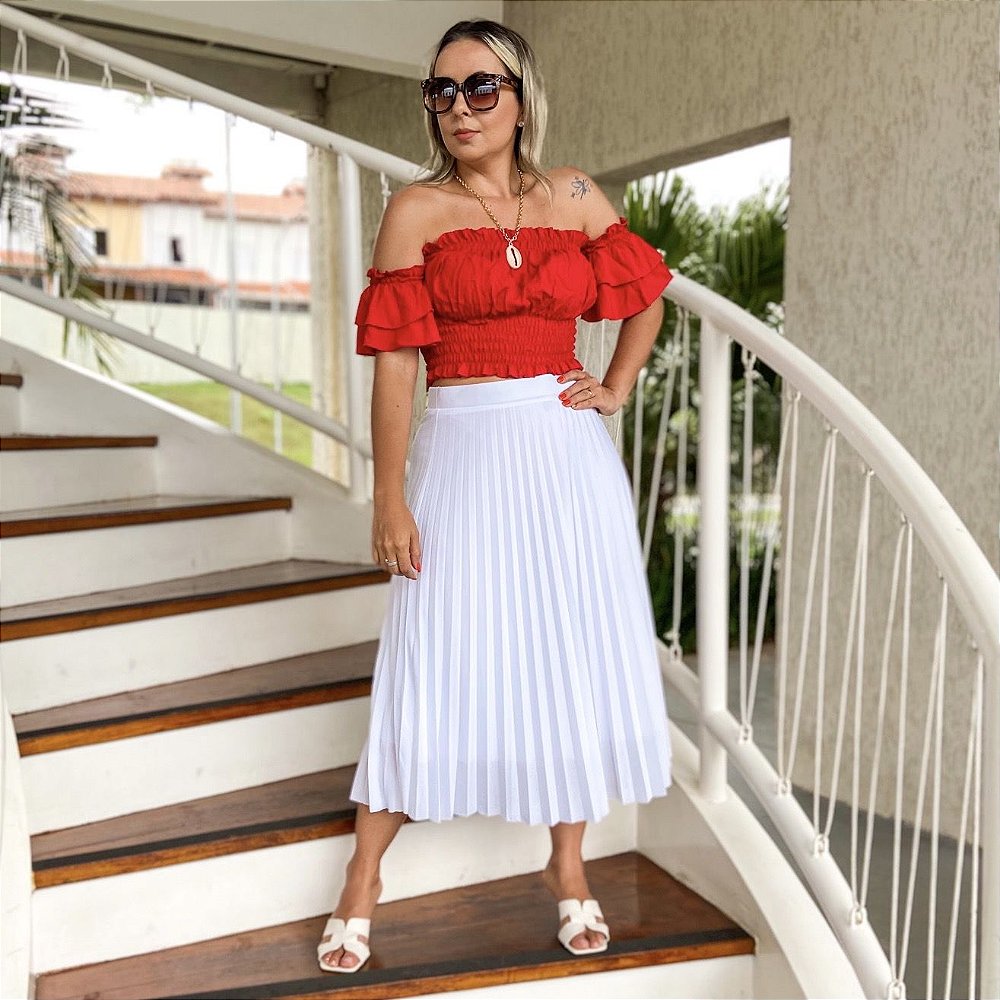 saia plissada shoulder