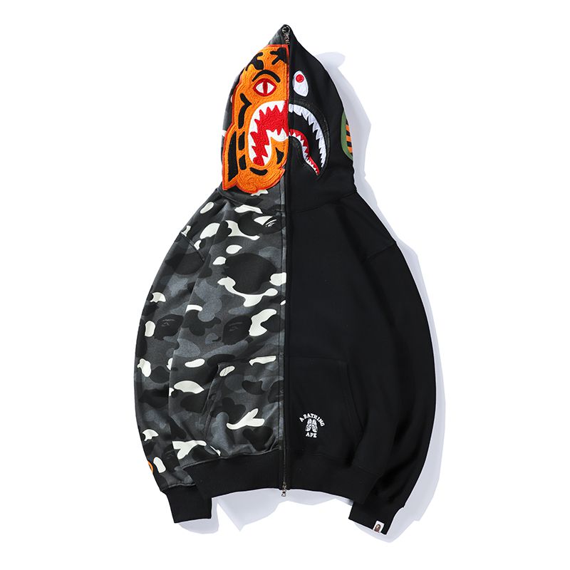half and half bape moletom com capuz