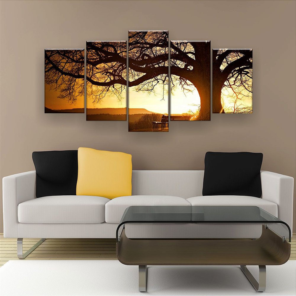 Quadro Decorativo Árvore Grande Nascer Do Sol 129x61cm Sala Quarto -  Adesivos para Unhas, Películas para Unhas e Esmaltes - Doce Película
