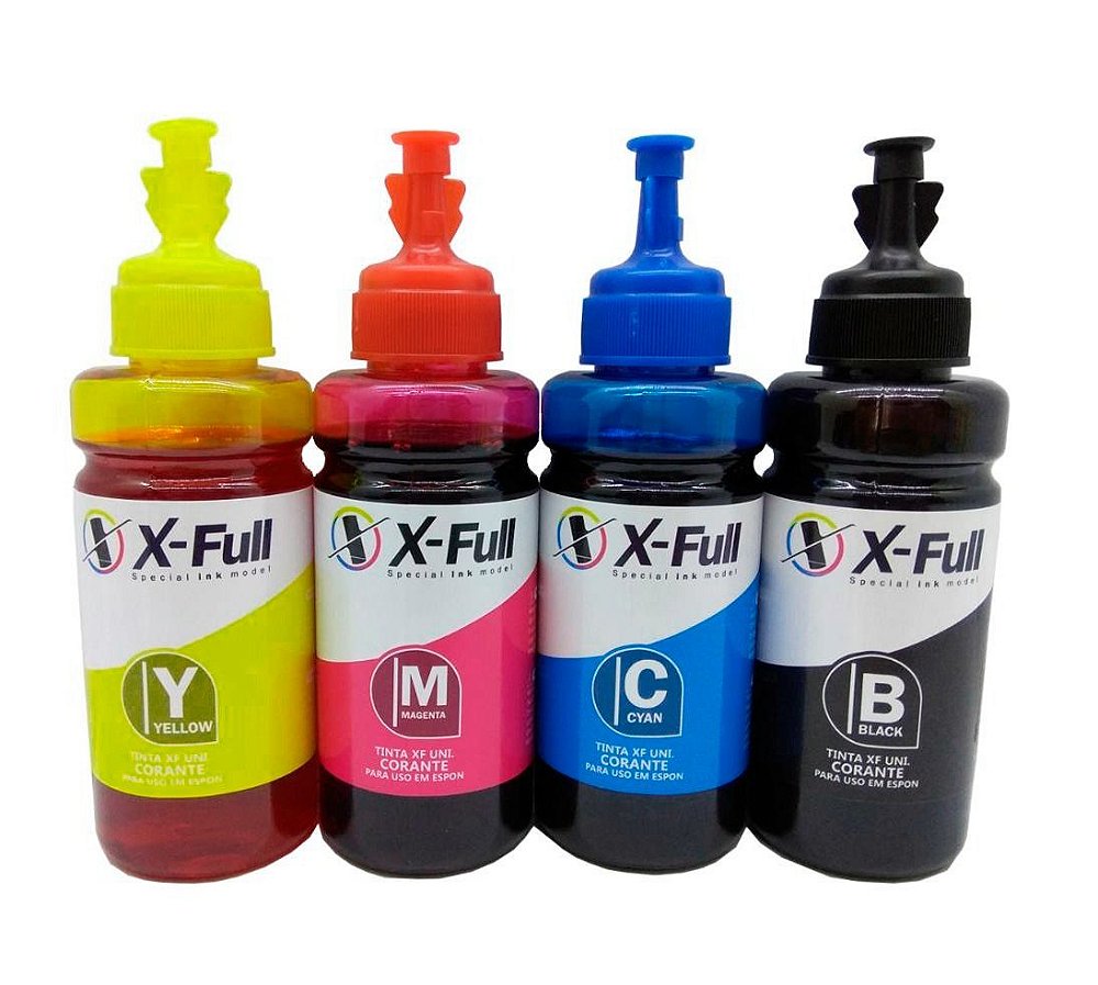 Kit 4 Tintas Epson T664 Corante Cmyk 100ml X Full Toner Tinta Toner Refil E 6286