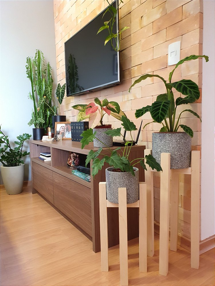 Suporte de Madeira para Vasos - Indoor Plantas